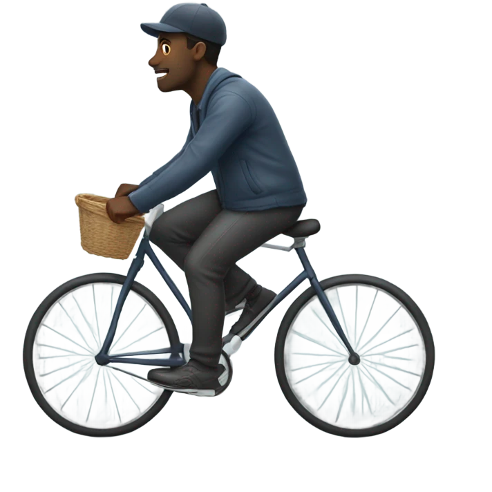 Black man riding bicycle on a foggy day  emoji