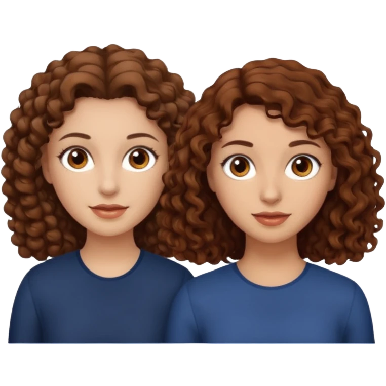 A woman with brown curly hair and brown eyes next to a woman with a slightly lighter shade of brown hair but the same brown eyes emoji