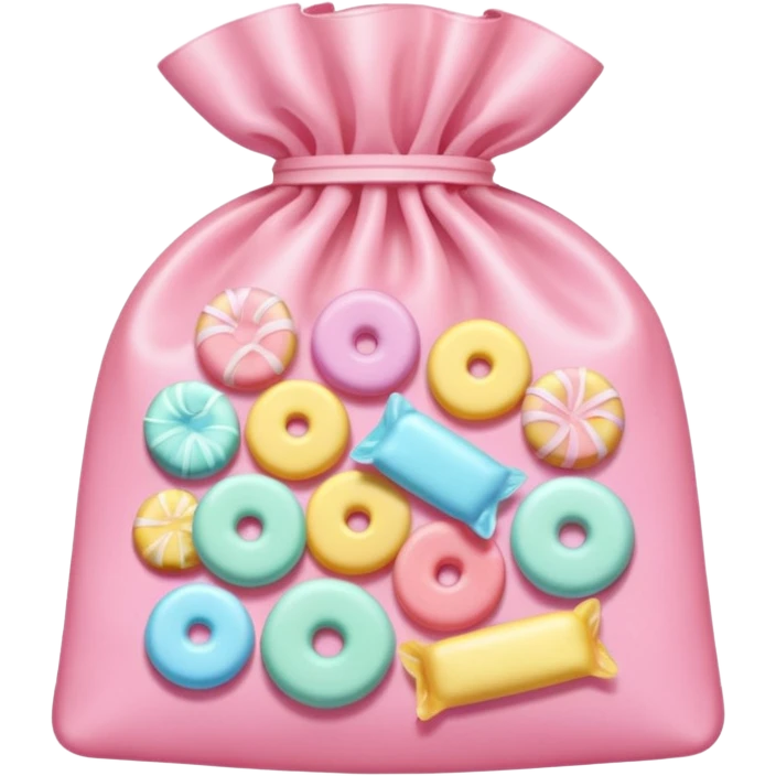 Pastel pink bag of pastel coloured sweets emoji