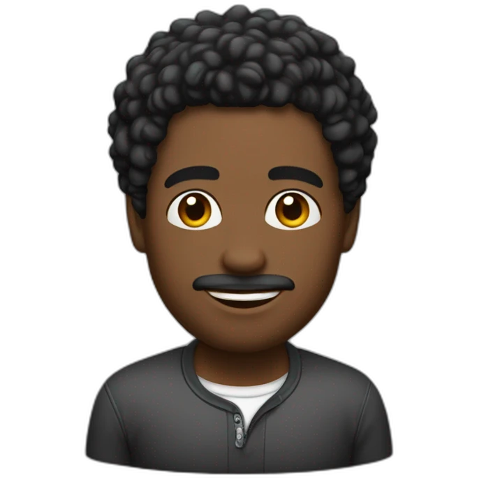 Homme 25 pour-cent africain avec cheveux noirs bouclés  emoji