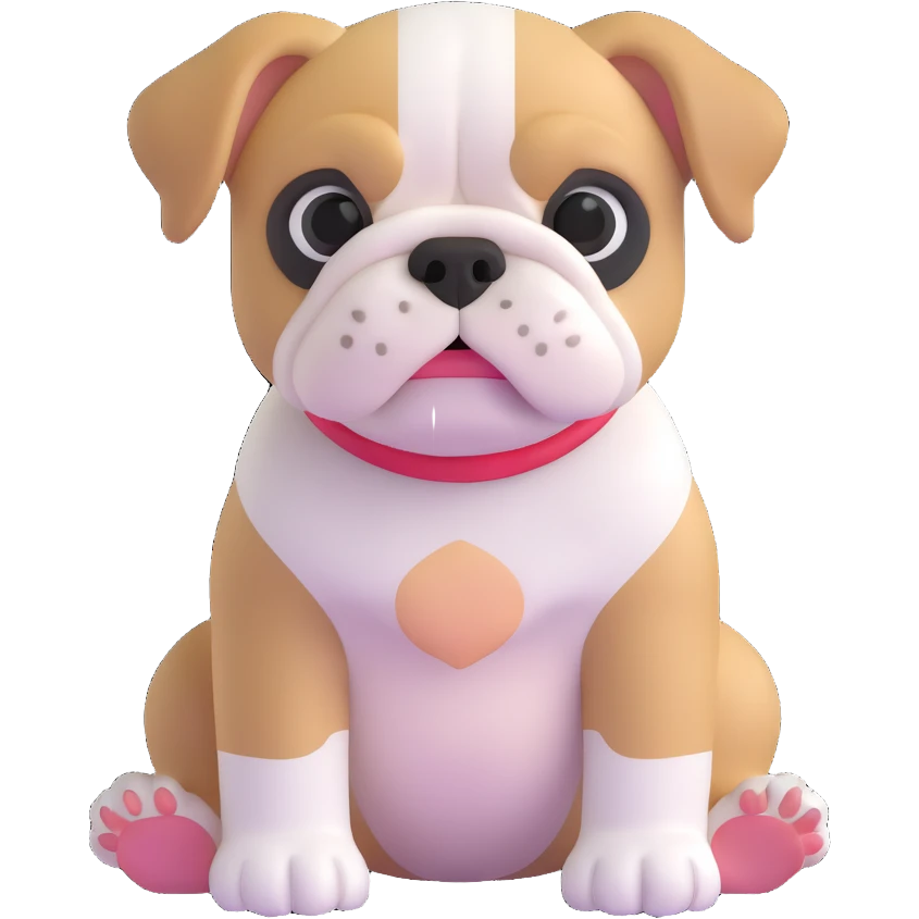 adorable bulldog puppy sitting, front view emoji