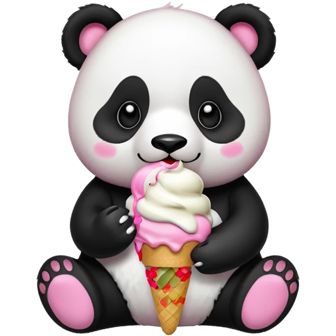 Panda eating ice cream emoji