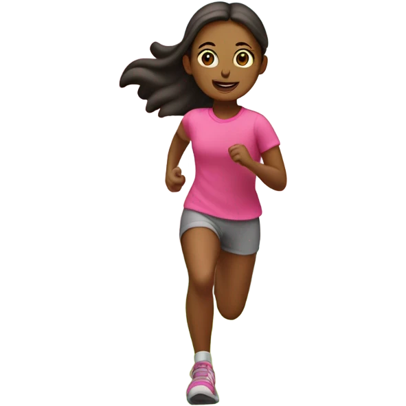 Girl wearing pink running between trees emoji