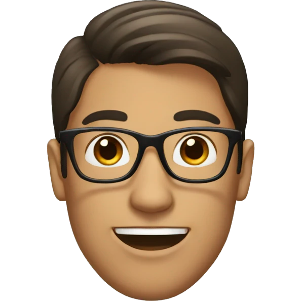 a guy with dark hair with bun with glasses emoji