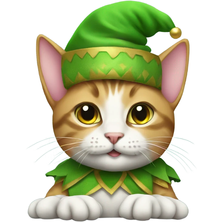 Cat wearing elf costume emoji
