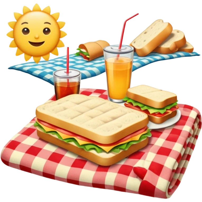 picnic with sandwiches, drinks emoji
