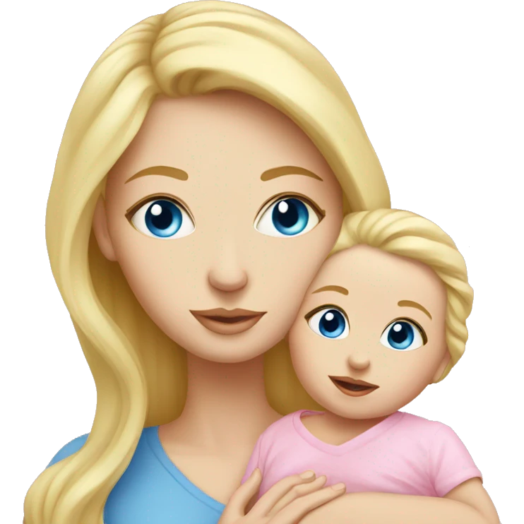 blue eyed blonde mom and newborn girl realistic pink emoji