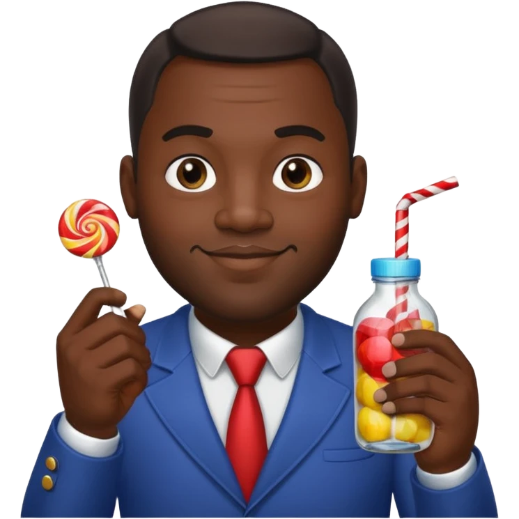 Big Sexy black man hold a bottle and a lollipop emoji