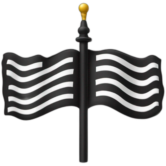 drapeau à bandes noir et blanche avec des hermines dans le coin supérieur gauche emoji