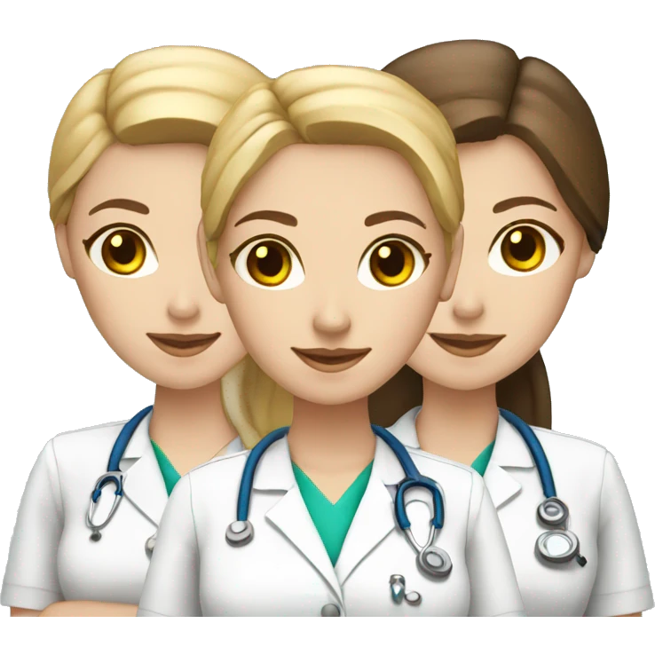 three female pale-skinned nurse friends emoji