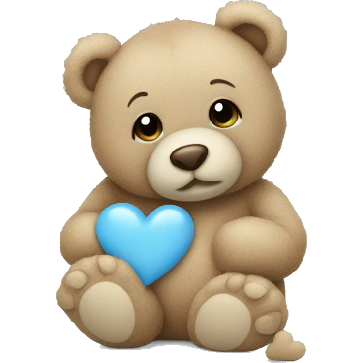 teddy holding a baby blue heart emoji
