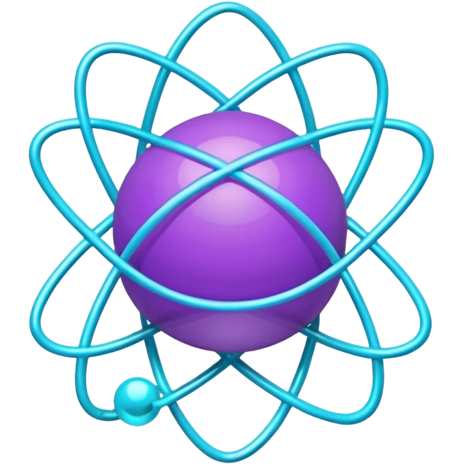minimalistic atom, neon purple (#8B5CF6) and cyan (#00E0FF), representing Atom team creativity and innovation, clean tech design emoji
