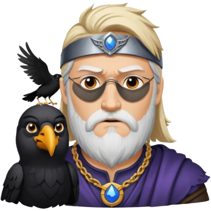 norse god odin with one eyepatch on his left eye and raven on his shoulder emoji
