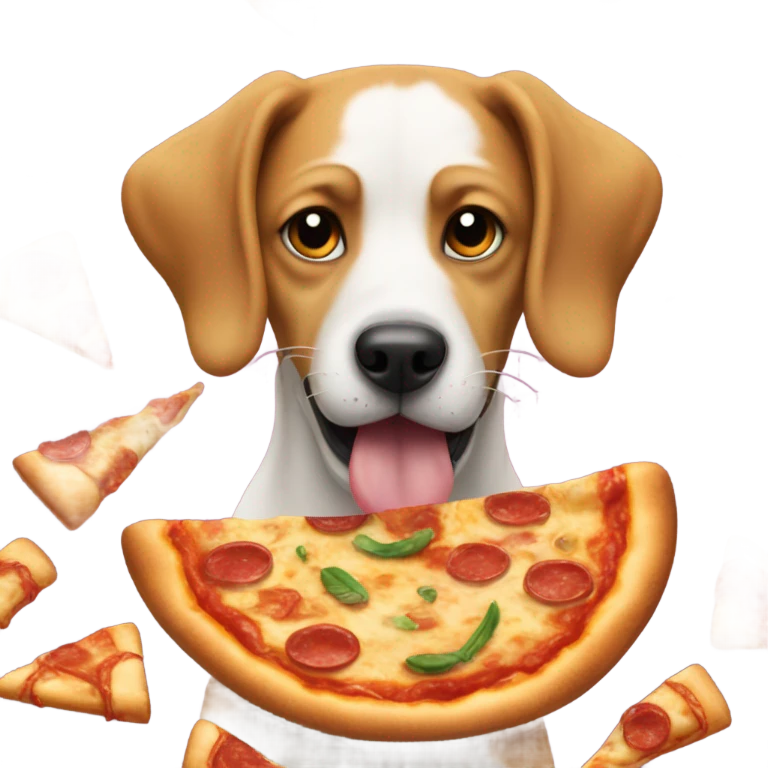 Dog in had eat pizza emoji