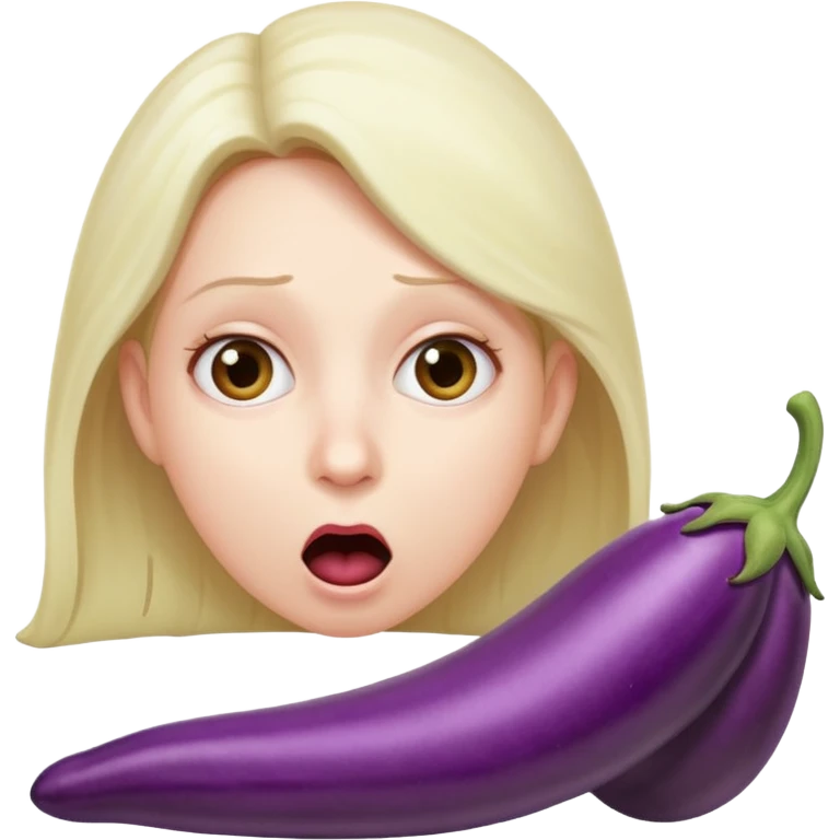 Shocked face sucking a eggplant  emoji