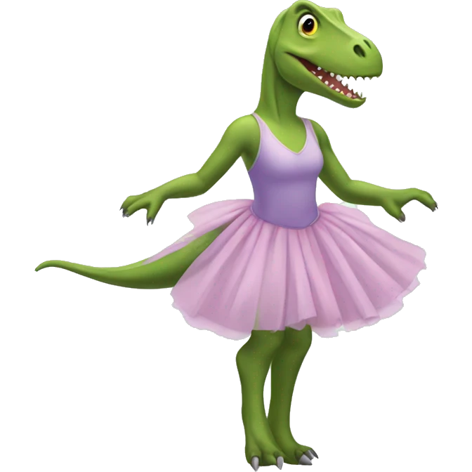 dinosaur with ballet dress emoji
