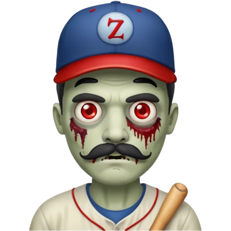 zombie with baseball hat and mustache emoji