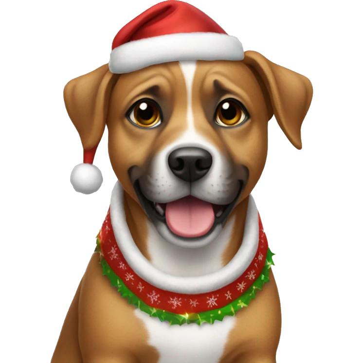 Dog wearing Christmas outfit emoji