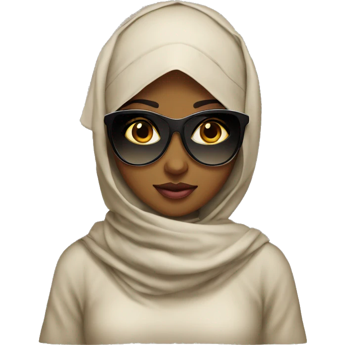 Pretty model Muslim Somali girl with sunglasses and sun hat and neck covered emoji