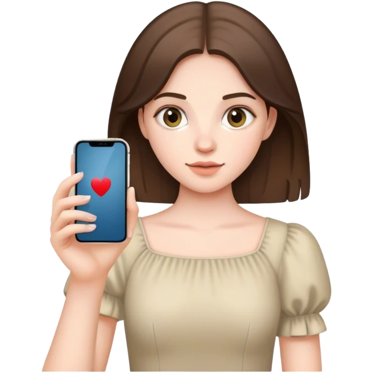 pale brunette girl in her iphone 15 pro emoji