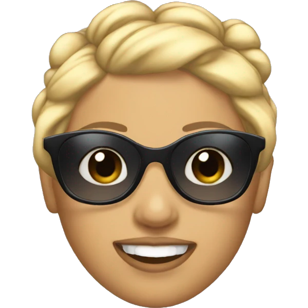 a woman's face with pigtails and blonde hair in sunglasses emoji