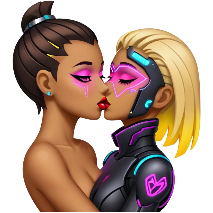 cyberpunk neon kiss emoji