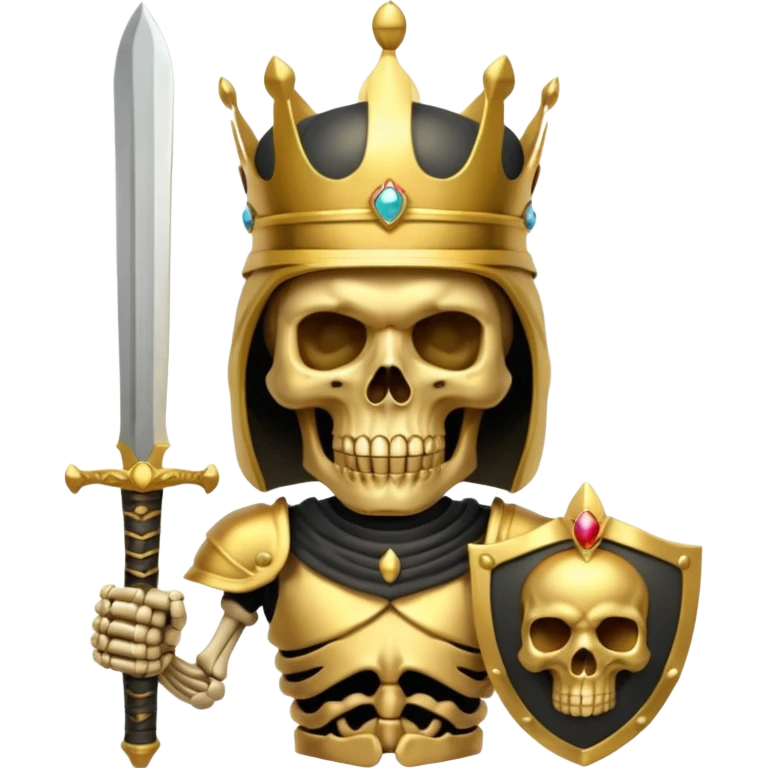 Golden skull with crown now make it with a worrior sowrd with a skull body emoji