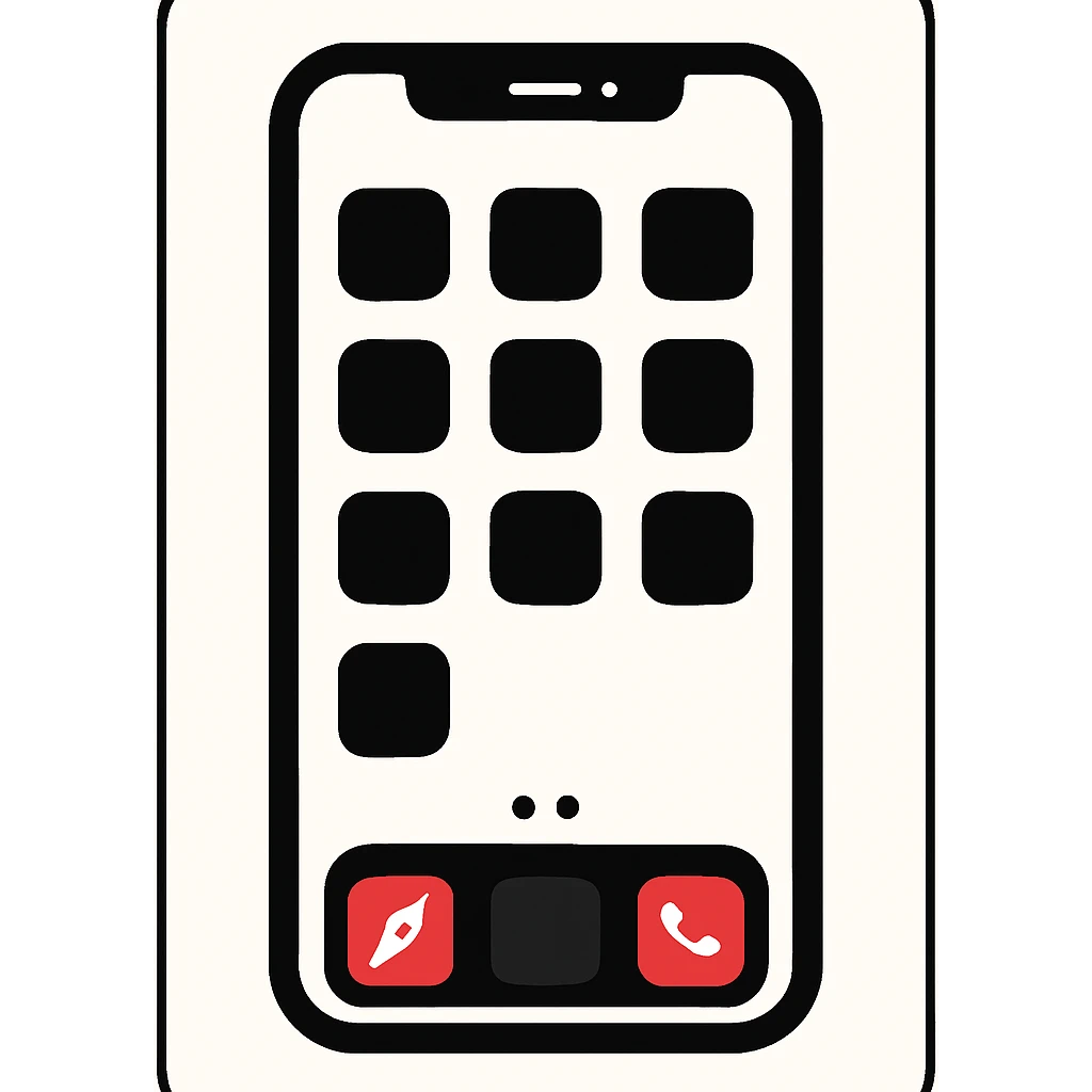 A sleek smartphone with app icons on the screen, showing a modern device with rounded corners and minimal details emoji