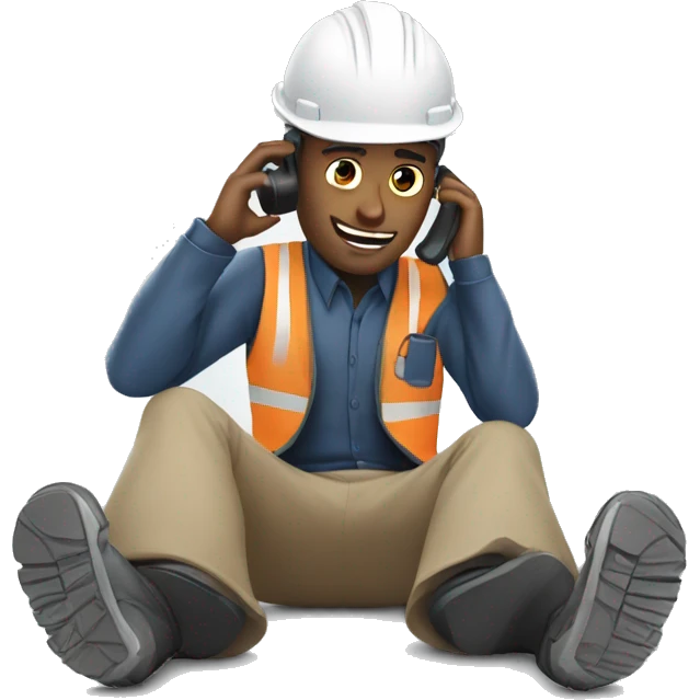  Engineer while talking over phone has fall on ground emoji