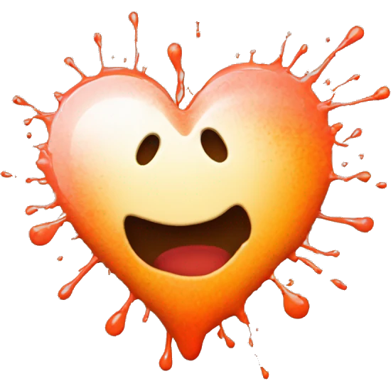 splattered paint heart glowing red-orange warmth emoji
