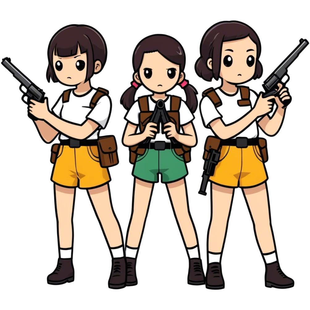 3 girl bestfriends with guns  emoji