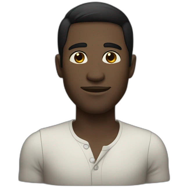 A dark-skinned man with smooth black hair styled to the right emoji