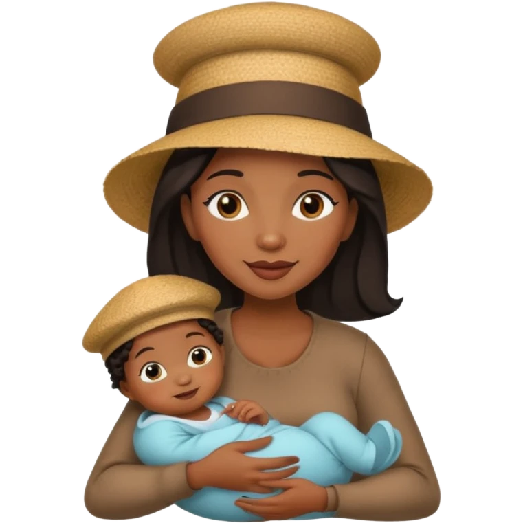 black Mother with Hats with her baby emoji