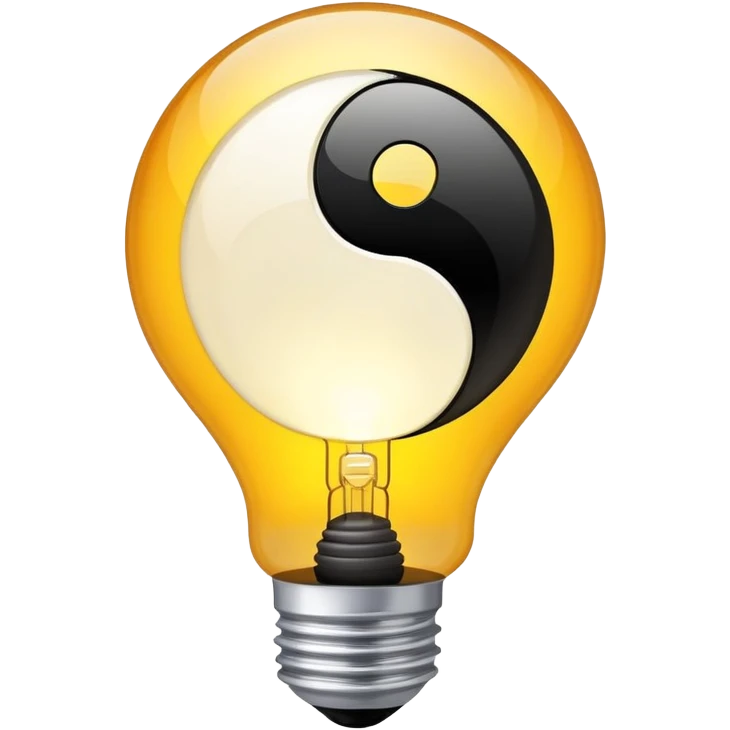lightbulb with yin-yang inside, representing balanced thinking emoji