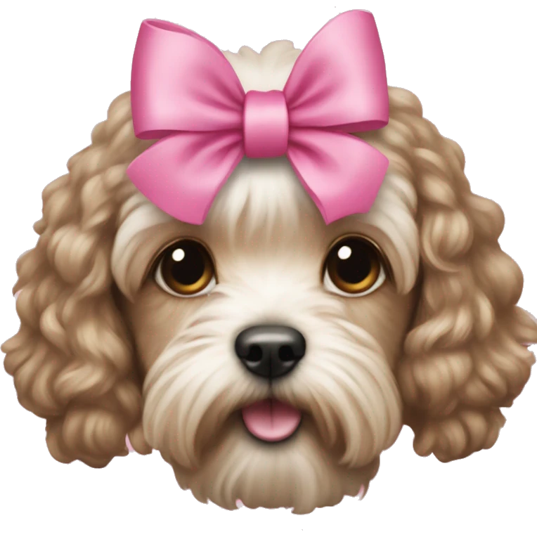 Cockapoo with pink bow with a girl emoji