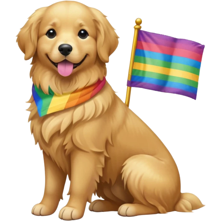 golden retriever with rainbow flag emoji