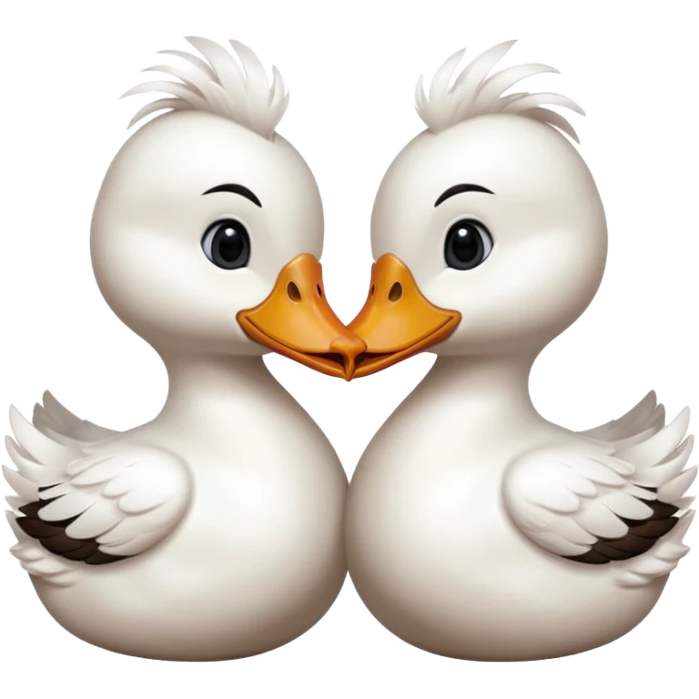 Two duck want to face each other and kissing emoji