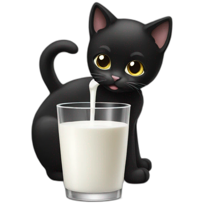 Black cat drinking milk emoji