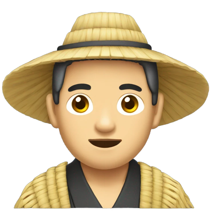 Asian man with straw samurai hat and robe  emoji