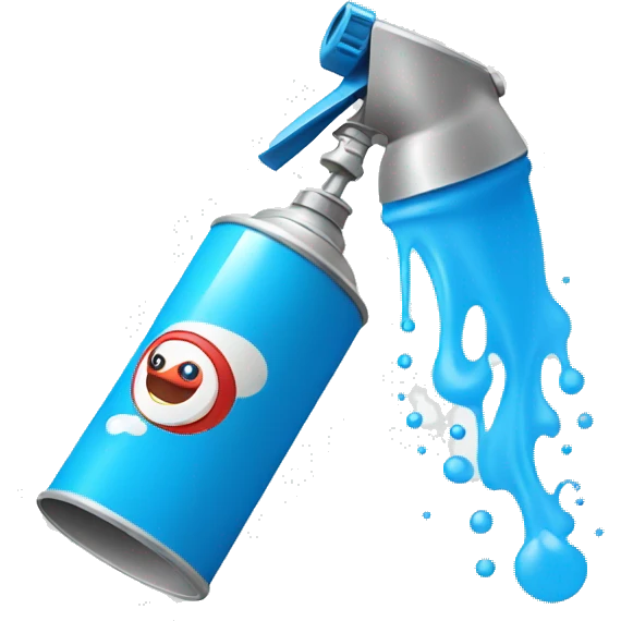 spray can spraying blue emoji