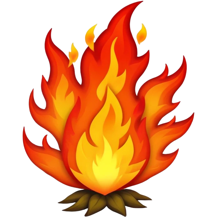 Bush with red and orange fire flames emoji