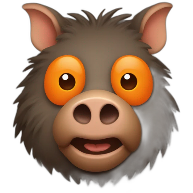 brown boar with two orange lines in face emoji