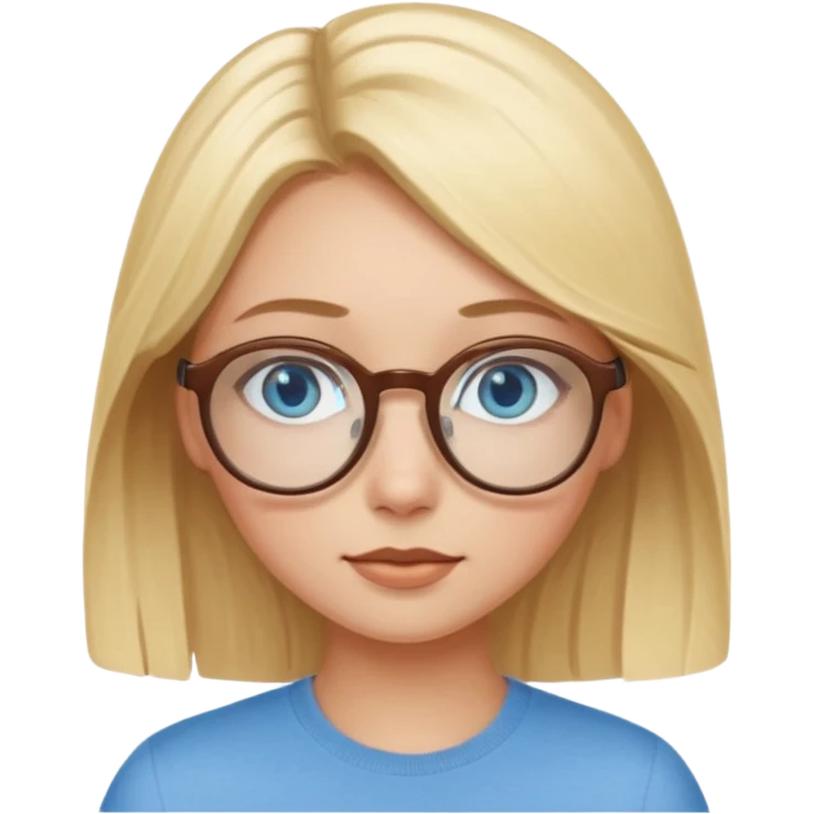 blonde girl with blue eyes and brown round glasses  emoji