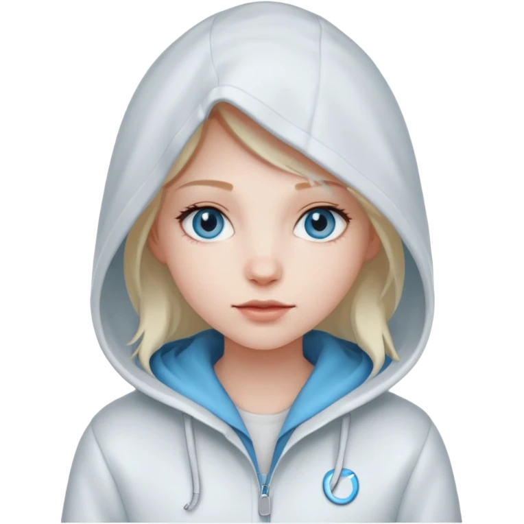 Girl, super White Coat with Hoodie  emoji