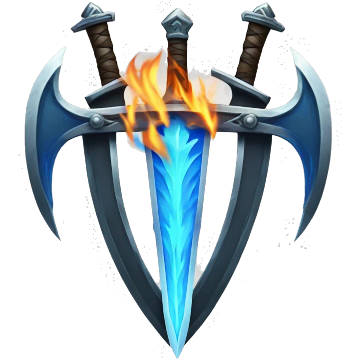 crossed swords with a blue flame in the back emoji