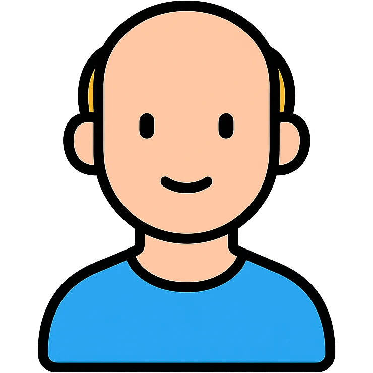 bald man, lineal color icon with black outlines emoji