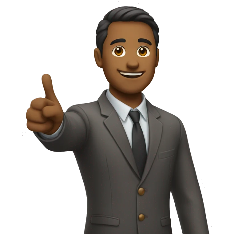 man pointing to top right emoji