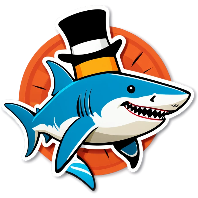 Shark with a top hat emoji