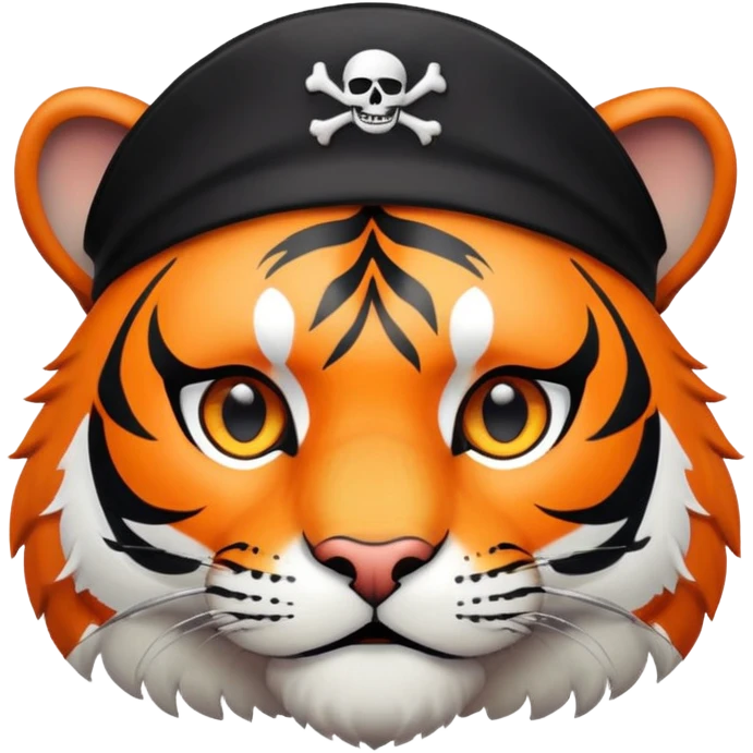 pirate tiger face with eye patch and captain hat for Twitch emote emoji