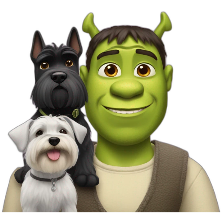 Shrek with a miniature black schnauzer emoji